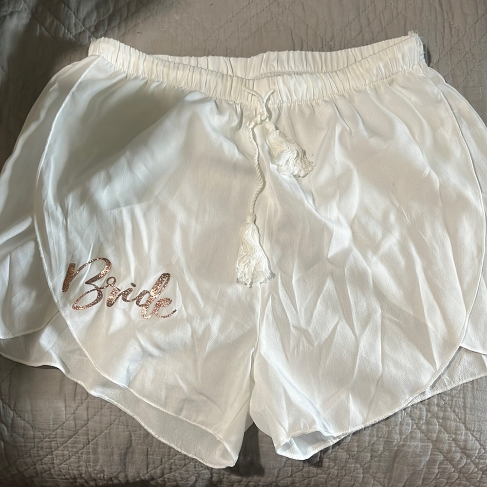 “Bride” swim coverup shorts